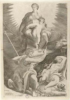 Bonasone Giulio - Visione di san Girolamo